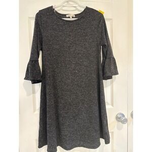Sophia + Zeke Gray Dress Bell Sleeve Casual A-Line Dress Medium‎